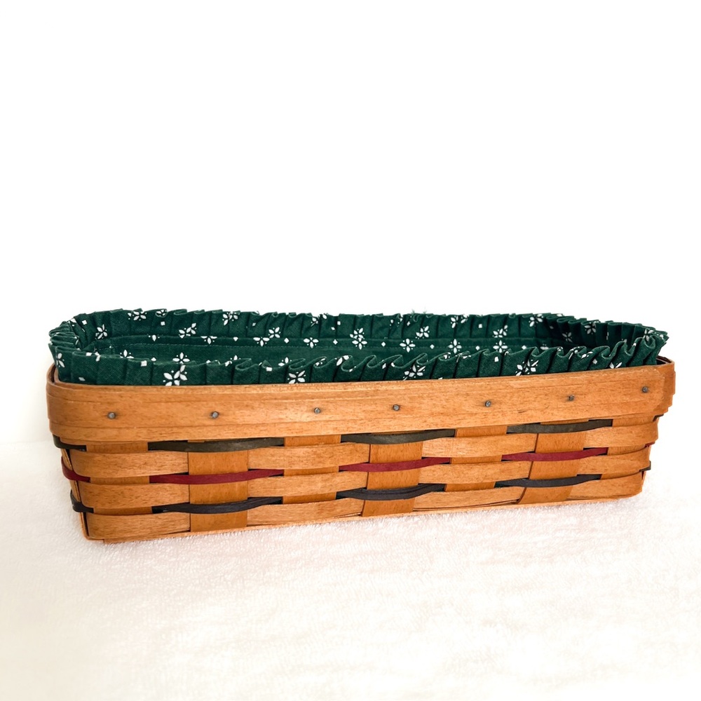 Vintage Longaberger Bread Cracker Basket 1995 Green cloth lining